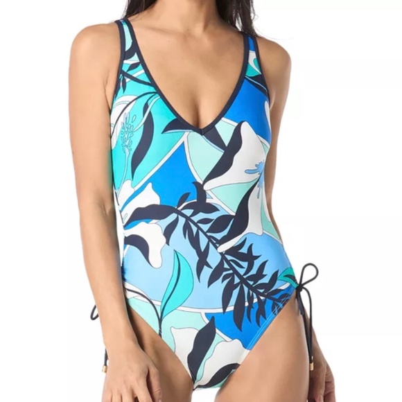 Coco Reef Womens Stellar Tropical Printed Open Back One Piece Swimsuit 14/38C - Picture 1 of 8